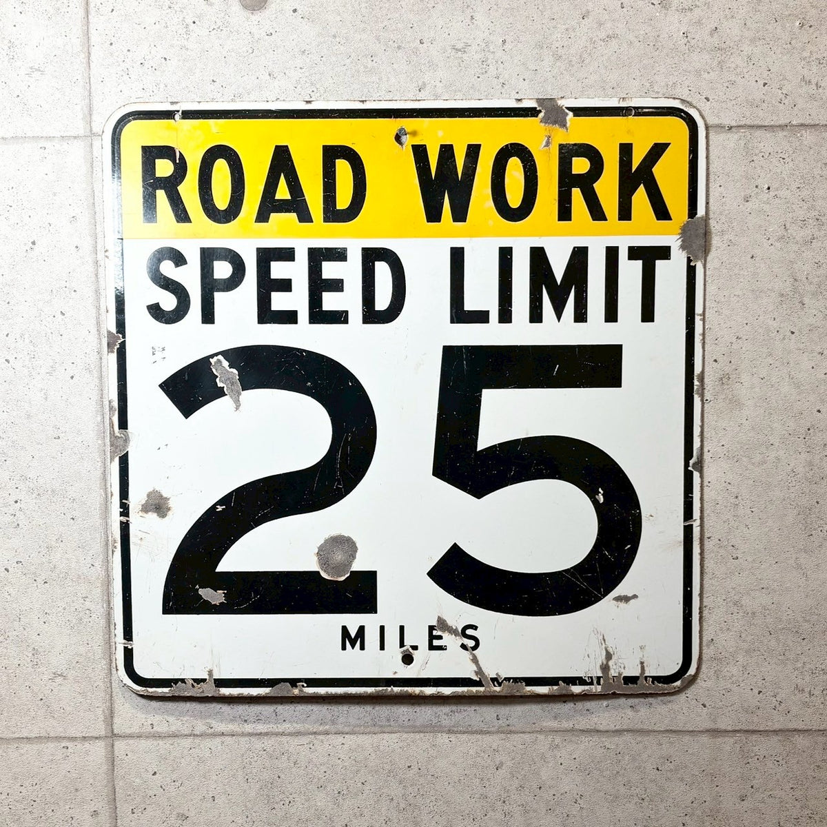 ヴィンテージ看板 【ROAD WORK SPEED LIMIT 25 MILES】 ホーロー製