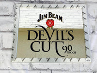 品番0095　パブミラー　JIM BEAM　DEVILS CUT 90 PROOF　デビルズ カット90プルーフ　壁掛　ディスプレイ　アメリカン雑貨　ヴィンテージ　千葉店