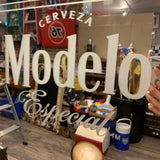 CERVEZA MODELO Especial Soccer パブミラー　ヴィンテージミラー 額縁 ゴールドカラー ビンテージ壁掛け