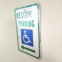 品番0548-1　ロードサイン　RESERVED PARKING　左方向矢印　トラフィックサイン　看板　標識　ヴィンテージ　千葉店