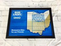 品番0306　パブミラー　BUD LIGHT　Brewed in Ohio　バドライト オハイオ　壁掛　ディスプレイ　千葉店