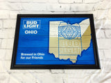 品番0306　パブミラー　BUD LIGHT　Brewed in Ohio　バドライト オハイオ　壁掛　ディスプレイ　千葉店