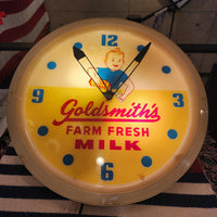 品番2847　アドバタイジングクロック　goldsmith's FARM FRESH MILK　ゴールドスミス　Wall Clock　ヴィンテージ　千葉店