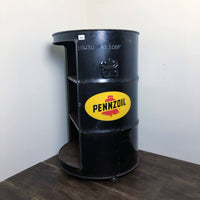 品番0451-1　PENNZOIL　ドラム缶 テーブル　シェルフ　ブラック　ペンズオイル缶　ヴィンテージ　千葉店