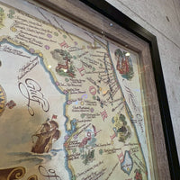ポスター　額装【Florida Power &amp; Light Company（フロリダ電力）】　1967年　Vacation Treasure Map for Florida Explorers　地図　ポスター　額装
