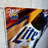 スチール看板　【Rusty Wallace #2 Miller Lite Ford Mustang】　NASCAR　ヴィンテージサイン