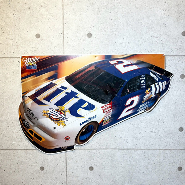 スチール看板　【Rusty Wallace #2 Miller Lite Ford Mustang】　NASCAR　ヴィンテージサイン