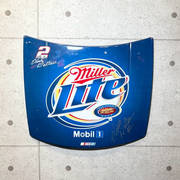 ボンネット型看板　【NASCAR】ラスティ・ウォレス直筆サイン入り看板　Miller Lite