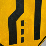 道路標識　【車線減少（Lane Ends）】　ロードサイン　ヴィンテージ看板