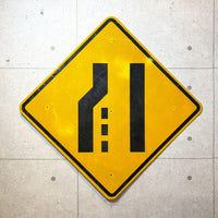 (最終値引)Road Sign Street Sign 道路標識　ビンテージ 道路標識 【車線減少（Lane Ends）】 ロードサイン ヴィンテージ看板