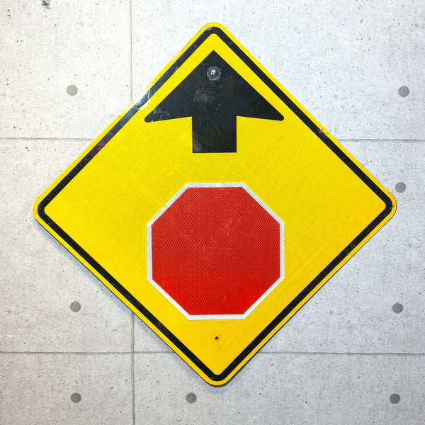 道路標識　【前方に一時停止あり】　ロードサイン　ヴィンテージ看板