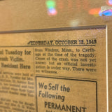 額装ヴィンテージ新聞　【 Daily Republican Eagle（デイリー・リパブリカン・イーグル） 】　1949年発行　ヴィンテージポスター