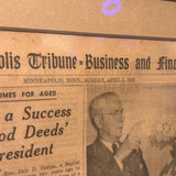 額装ヴィンテージ新聞　【 Minneapolis Sunday Tribune(ミネアポリス・サンデー・トリビューン)】　1949年発行　ヴィンテージポスター