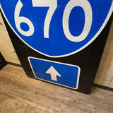道路看板　【Interstate 670】　ヴィンテージロードサイン　案内看板