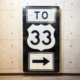 道路看板　【US Route 33（国道33号線）】　ヴィンテージロードサイン　案内看板