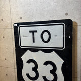 道路看板　【US Route 33（国道33号線）】　ヴィンテージロードサイン　案内看板