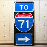 道路看板　【Interstate 71（I-71）州間高速道路71号線】　ヴィンテージロードサイン　案内看板