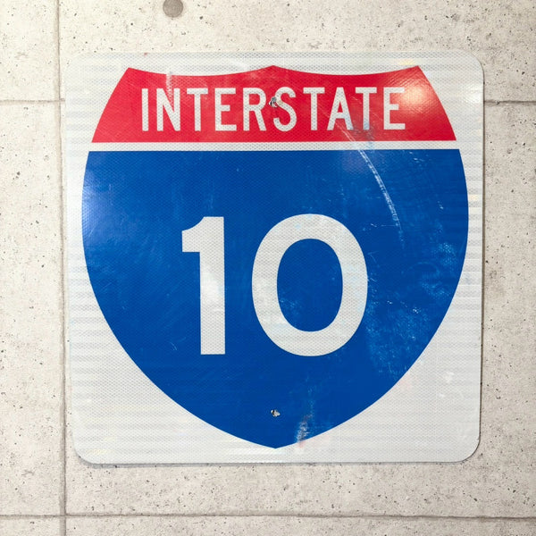 ハイウェイ看板　【 INTERSTATE 10（州間高速道路10号線）】　ロードサイン　ヴィンテージ看板