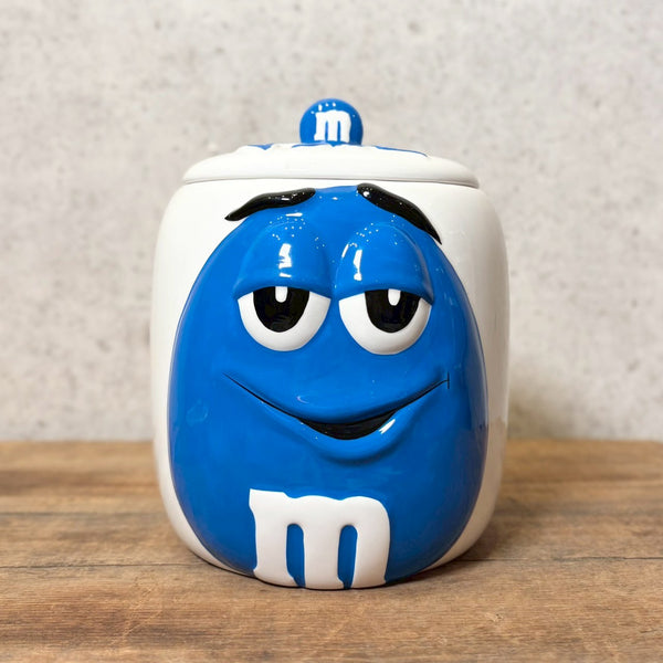 陶器ポット　【M&M‘s(エムアンドエムズ)　ブルー】　小物入れ　キャンディポット　