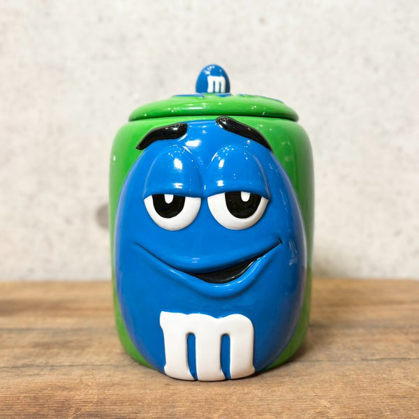 陶器ポット　【M&M‘s(エムアンドエムズ)　ブルー】　小物入れ　キャンディポット