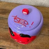 陶器ポット　【M＆M’ｓ(エムアンドエムズ)】　レッド　キャンディポット