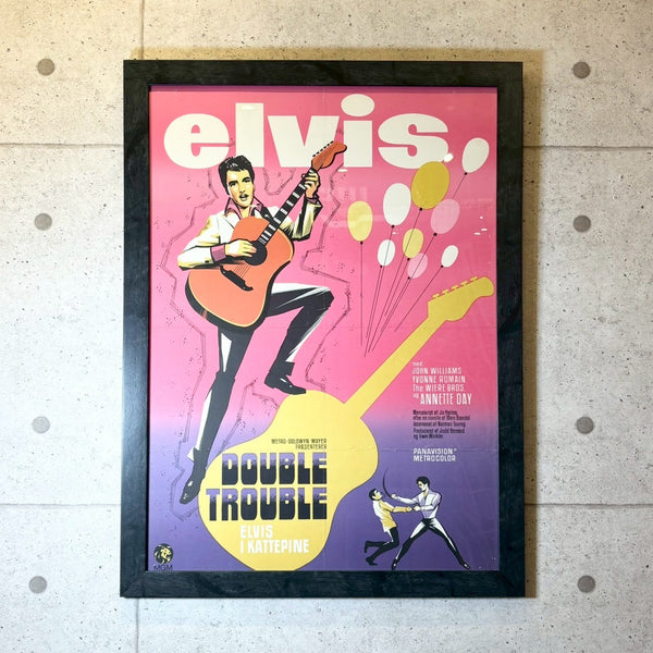 ポスター額装【Elvis Presley（エルヴィス・プレスリー）】1967年 映画『Double Trouble（ダブル・トラブル）』ヴィンテージ