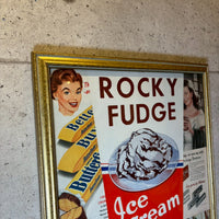 ポスター額装【Rocky Fudge (ロッキー・ファッジ)】アイスクリーム アート 額装 ゴールドフレーム ヴィンテージ