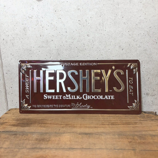 エンボスメタルサイン【HERSHEY'S(ハーシーズ)】BAR TIN　ブリキ看板　サインプレート　エンボス加工　ヴィンテージ