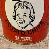 Charles Chips　Musser's　チャールズチップス　ポテトチップス缶　1946年代　ブリキ缶　ティン缶　ヴィンテージ　アンティーク