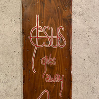 ウッドサイン　JESUS gives away PEACE　キリスト　1971年　木製　看板