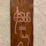 ウッドサイン　JESUS gives away PEACE　キリスト　1971年　木製　看板