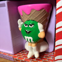 陶器ディッシュ【M&M’s(エムアンドエムズ)】アイスクリームコーン型　2個セット　レッド＆グリーン　ホリデー　ヴィンテージ