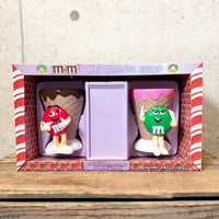 陶器ディッシュ【M&M’s(エムアンドエムズ)】アイスクリームコーン型　2個セット　レッド＆グリーン　ホリデー　ヴィンテージ