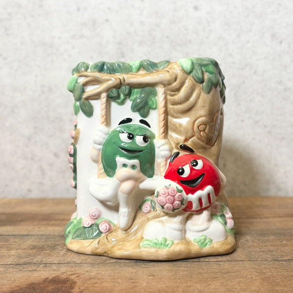 陶器フラワーベース　プランター　【M&M’s】　@MARS　レッド＆グリーン　ヴィンテージ