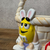 陶器フラワーベース　プランター【M&M’s】 イエロー＆レッド　イースター　エッグバスケット　陶器製　ヴィンテージ