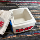 陶器製クッキージャー　【M＆M's(エムアンドエムズ)】　小物入れ　レッド＆イエロー