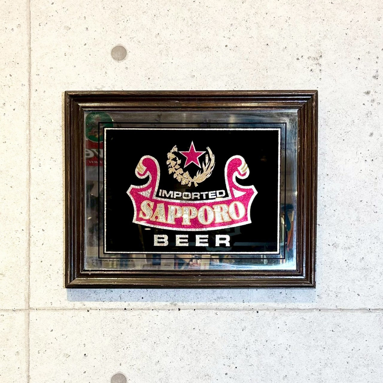 昭和レトロ　鏡　サッポロビール　ミラー　アンティーク調 パブミラー 【サッポロビール（SAPPORO BEER） 】 海外市場向け