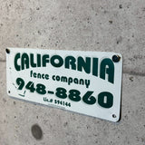 アドバタイジングメタルサイン　【CALIFORNIA FENCE COMPANY（カリフォルニア・フェンス・カンパニー）】　フェンス用ミニ看板