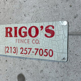 アドバタイジングメタルサイン　【RIGO'S FENCE CO.（リゴズ・フェンス）】　フェンス用ミニ看板