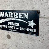 アドバタイジングメタルサイン　【WARREN FENCE（ウォーレン・フェンス）】　フェンス用ミニ看板