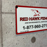アドバタイジングメタルサイン　【RED HAWK FENCE（レッド・ホーク・フェンス）】　フェンス用ミニ看板