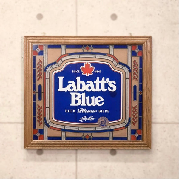 Labatt　ステンドグラス調　額縁　ヴィンテージ額縁　ヴィンテージアート　ガラス製品　パブアイテム　ヴィンテージ