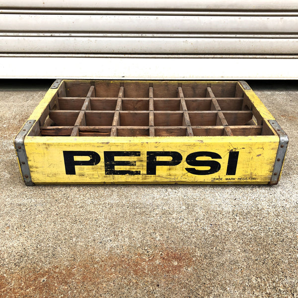 品番1007　PEPSI　ペプシコーラ　木箱　イエロー　ウッドボックス　ディスプレーボックス　ヴィンテージ　千葉店