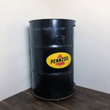 品番0451-1　PENNZOIL　ドラム缶 テーブル　シェルフ　ブラック　ペンズオイル缶　ヴィンテージ　千葉店