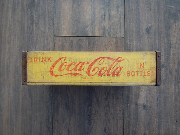 品番1348　ボトルクレート　イエロー　Coca-Cola　コカ・コーラ　ボトルケース　ウッドコンテナ　ヴィンテージ　千葉店
