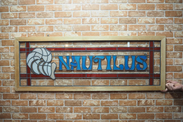 品番0259　ヴィンテージ ガラス窓　NAUTILUS　アート　壁飾り　インテリア　千葉店