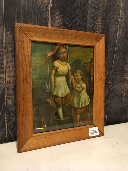 品番1948　額装　絵画　アート　『少女2人』　ヴィンテージ　千葉店